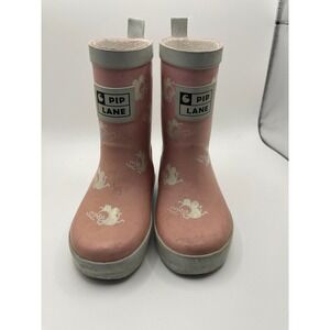 Pip Lane Pink Rain Boots‎ Cute Angel Design Pull On Loops Toddler